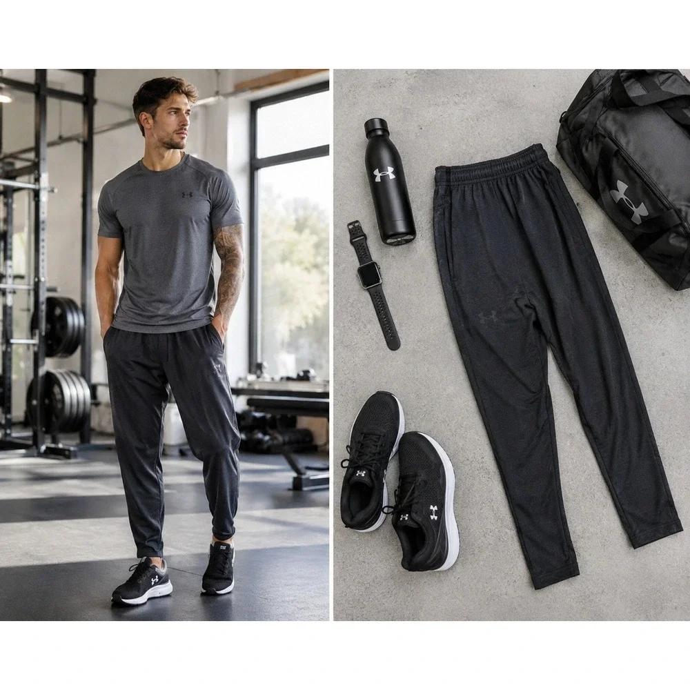 Under Armour Mens ColdGear Loose Fit Sweatpants Charcoal Grey Heather Large